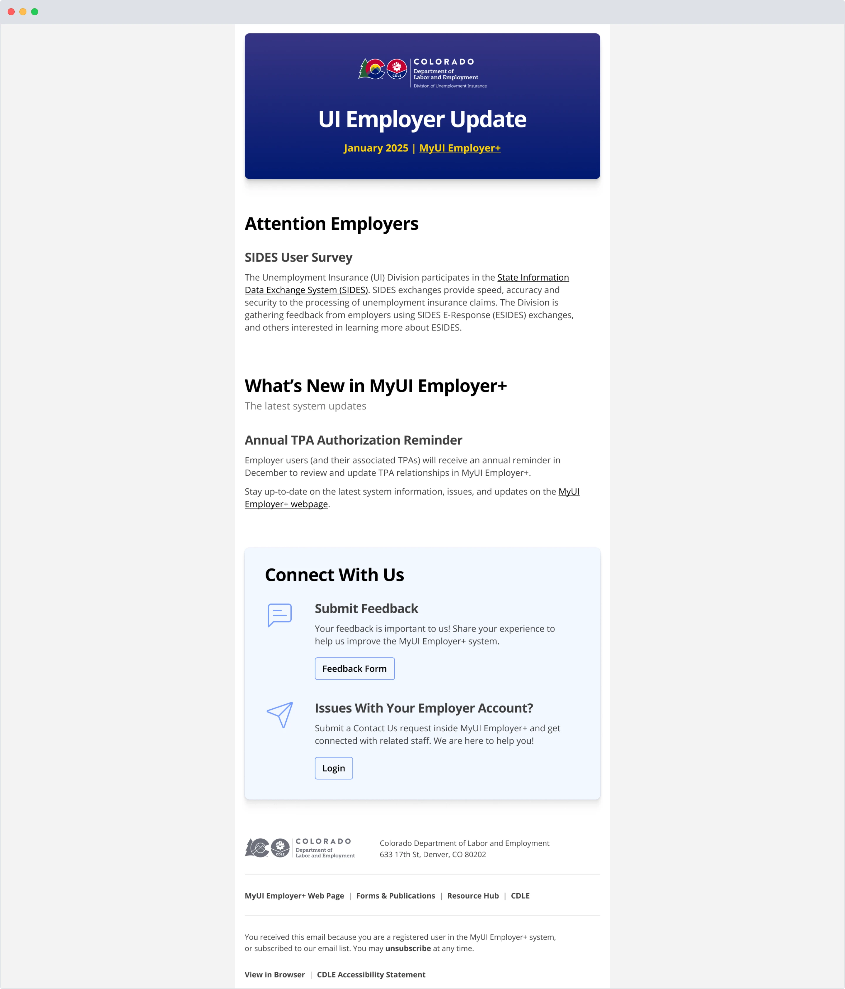 Two views of the HTML email design