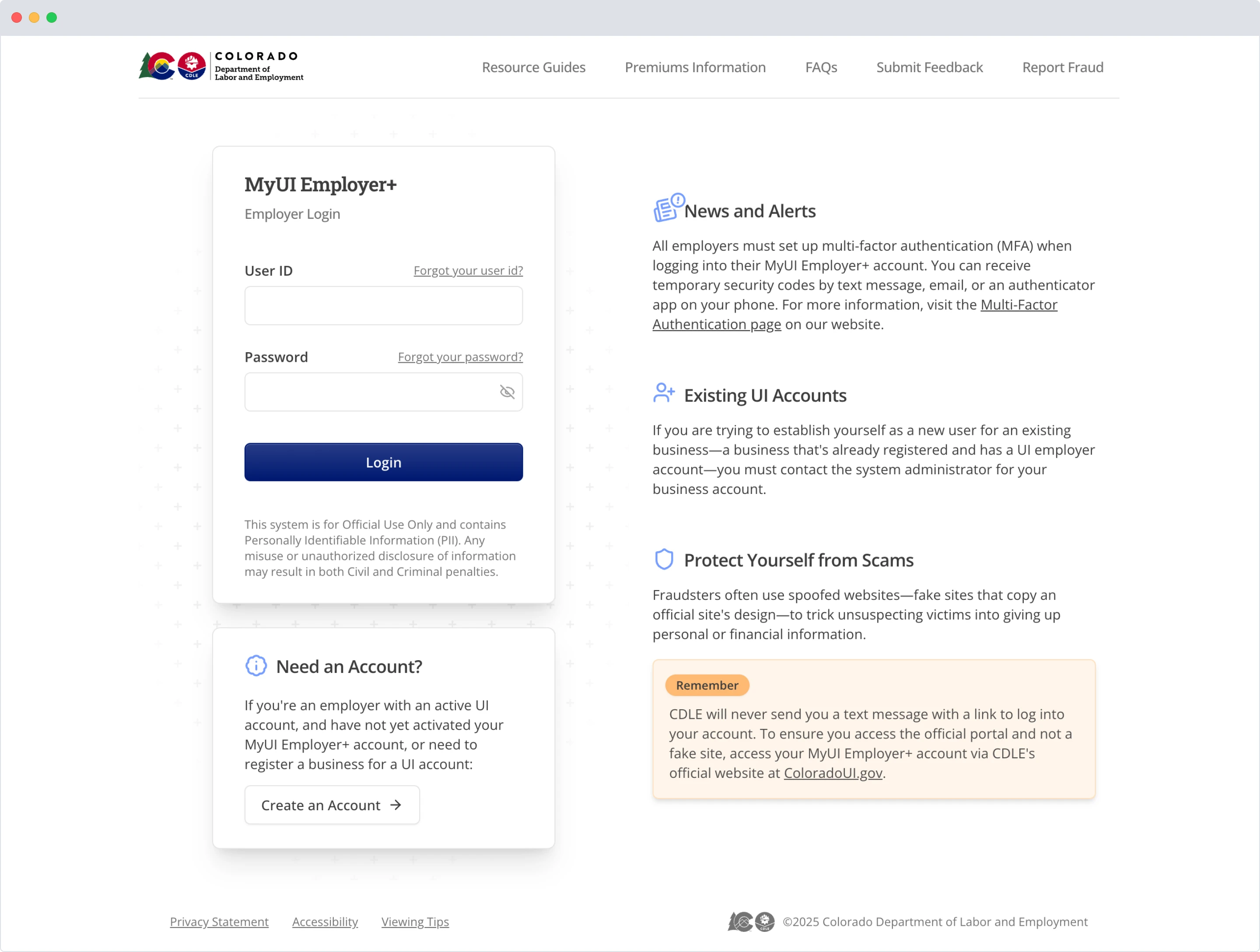 Redesign comparison of the My UI Employer Plus login page